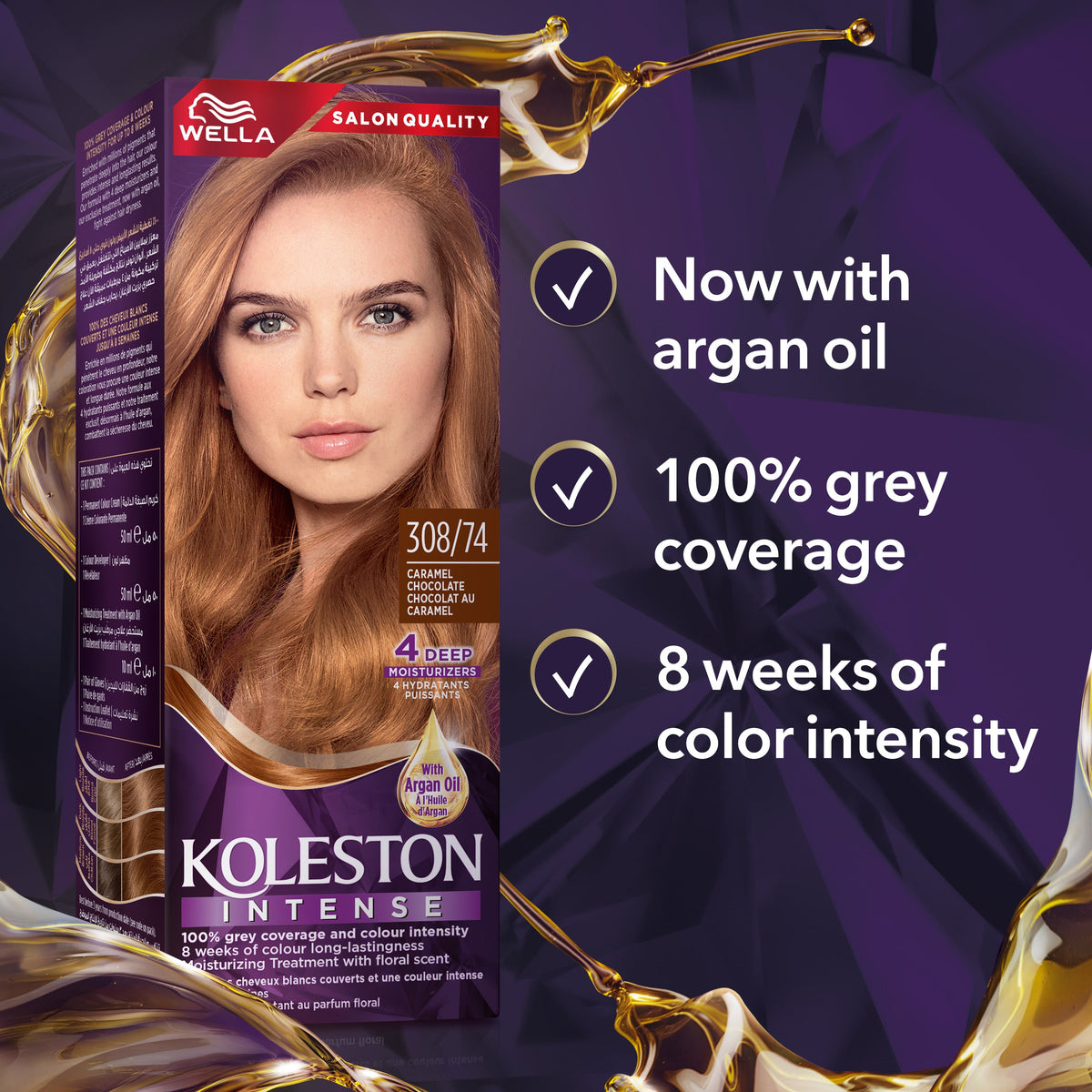 WELLA KOLESTON INTENSE HAIR COLOR 308/74 CARAMEL CHOCOLATE
