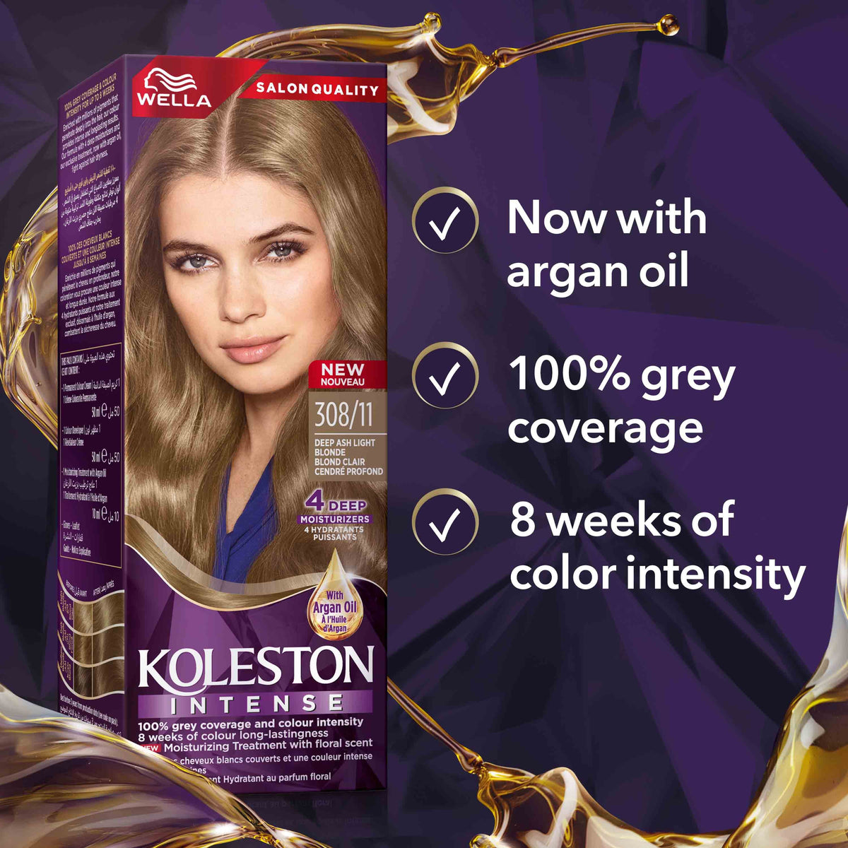WELLA KOLESTON INTENSE HAIR COLOR 308/11 DEEP ASH LIGHT BLONDE