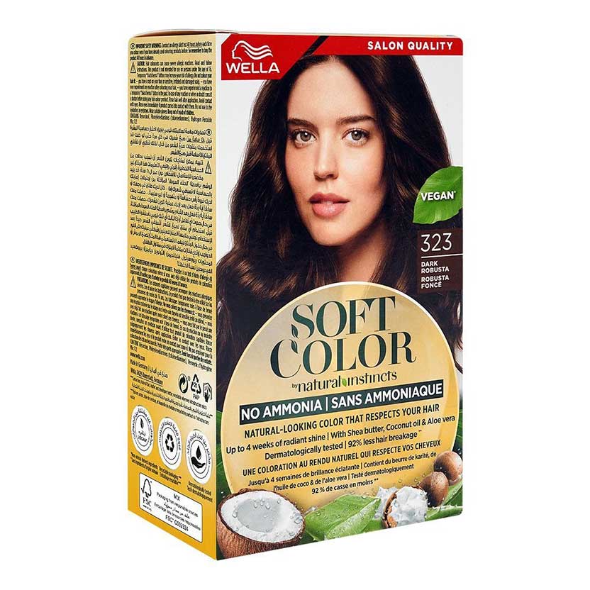 Wella Soft Color Natural Shades hair dye box in shade 323 Dark Brown Main image