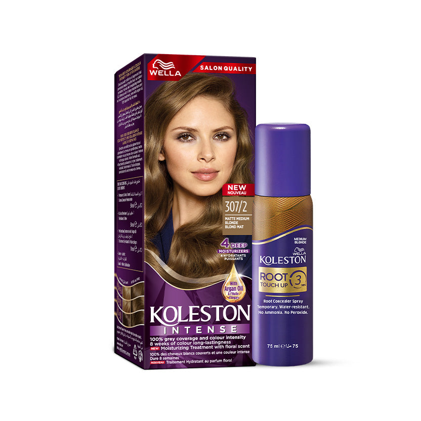 Wella Koleston Intense 307/2 Matte Medium Blonde with Wella Root Touch Up Spray Medium Blonde bundle Main image